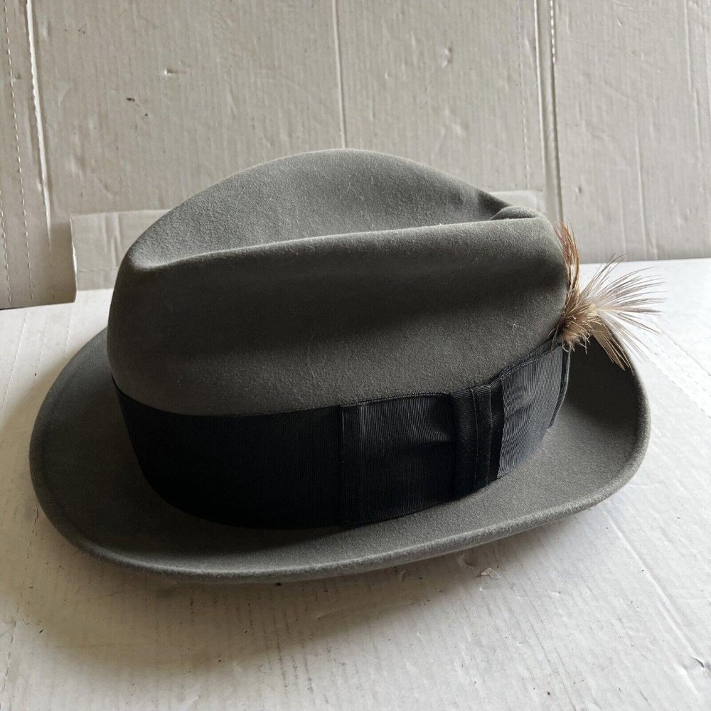 VINTAGE CHURCHILL LTD  BROWN "GARRISON" STYLE FEDORA  HAT SIZE 7 1/4